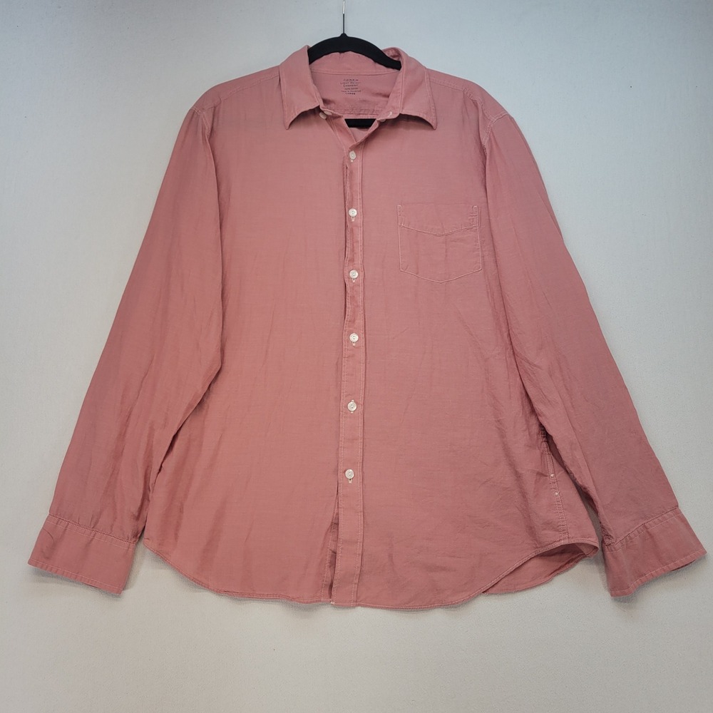 J.Crew Button Down Mens Large Pink Lightweight Chambray Long Sleeve Shirt